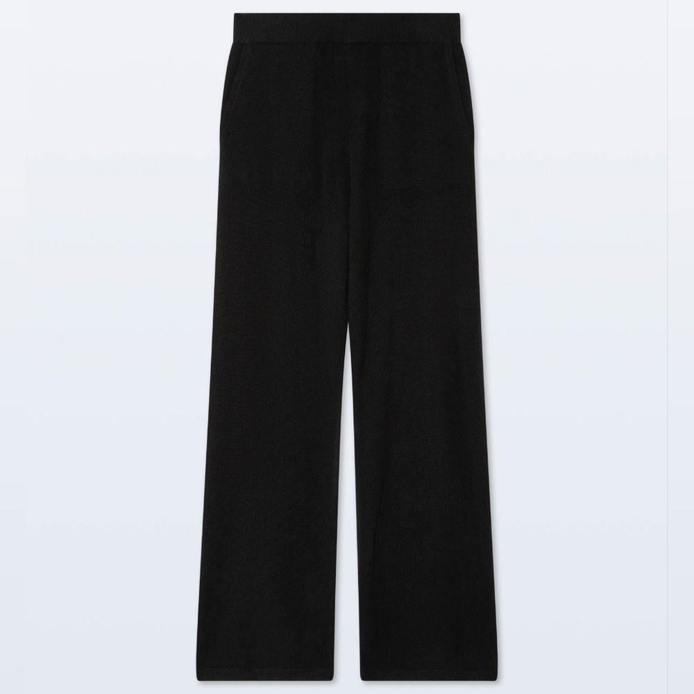 White + Warren Cashmere Black Wide Leg Pants